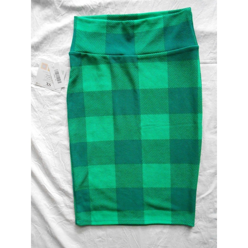 New LuLaRoe XS Extra Small Cassie Pencil Skirt Knee Length Stretch‎ Green Cute